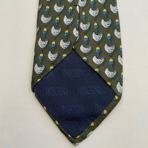 Moschino Silk Tie Which Came First The Chicken Or The Egg